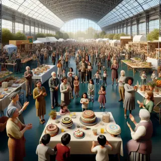 Foire animée en intérieur, avec spectacles, ateliers créatifs et concours culinaires réunissant familles et participants de tous âges.